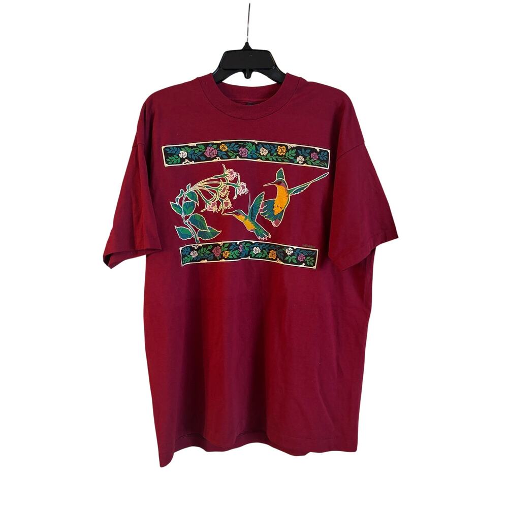 Vintage Fruit Of The Loom Men Hummingbirds Single Stitch T Shirt Made in USA XL